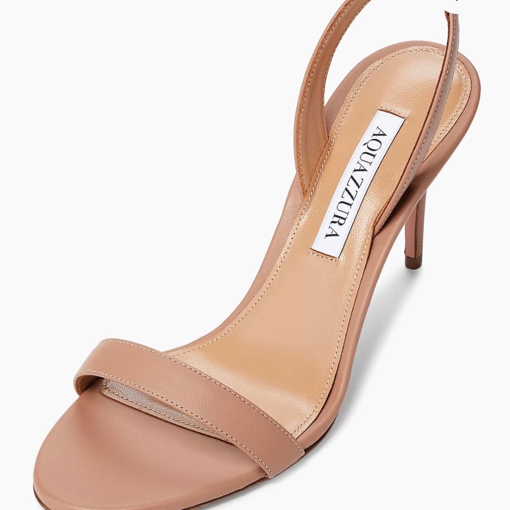 AQUAZURRA SO NUDE LEATHER SANDALS, 85MM HEEL, POWDER PINK, SIZE 8